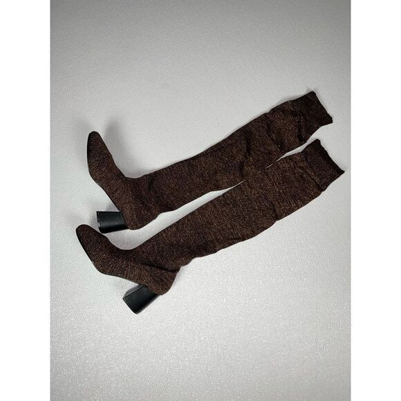 Room of Fashion Over The Knee Block Heel Glitter Thigh Boots Rose Gold 8.5 New - Picture 7 of 10